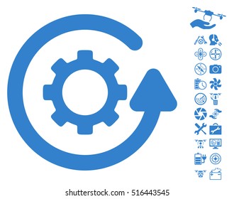 Gearwheel Rotation Direction icon with bonus copter service clip art. Vector illustration style is flat iconic symbols on white background.