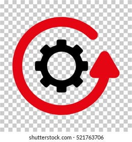 Gearwheel Rotation Direction icon. Vector pictograph style is a flat bicolor symbol, intensive red and black colors, chess transparent background.