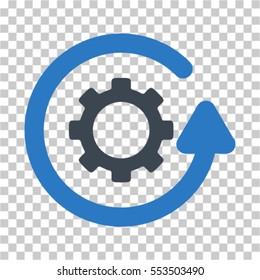 Gearwheel Rotation Direction icon. Vector pictogram style is a flat bicolor symbol, smooth blue colors, chess transparent background. Designed for software and web interface toolbars and menus.