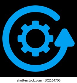Gearwheel Rotation Direction vector icon. Style is flat graphic symbol, blue color, black background.