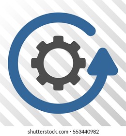 Gearwheel Rotation Direction vector icon. Illustration style is flat iconic bicolor cobalt and gray symbol on a hatch transparent background.