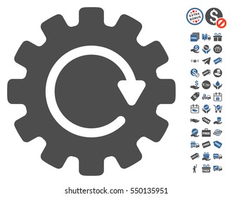 Gearwheel Rotation pictograph with free bonus icon set. Vector illustration style is flat iconic symbols, cobalt and gray colors, white background.