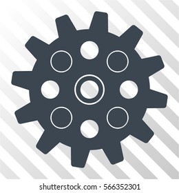 Gearwheel vector icon. Illustration style is flat iconic smooth blue symbol on a hatch transparent background.