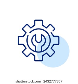 Gearwheel and wrench. Fine-tuning customization parameters. Technology, software, user preferences. Pixel perfect icon