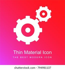 Gearwheels couple red and pink gradient material white icon minimal design