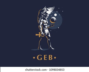  Geb, egyptian god of the Earth. Vector illustration .