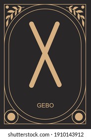 Gebo runa. Regalo, sociedad. Ilustración vectorial.