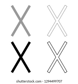 Gebo rune Gift talent sign icon set grey black color vector illustration outline flat style simple image