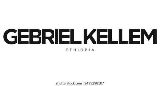 Gebriel Kellem in the Ethiopia emblem for print and web. Design features geometric style, vector illustration with bold typography in modern font. 
