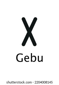 Gebu Of Runes Alphabet, Futhark. Writing Ancient Germans. Vector Mystical Symbols. 
Esoteric, Occult, Magic Illustration For Tattoos.
