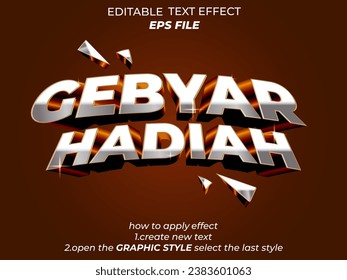 gebyar hadiah text effect, font editable, typography, 3d text. vector template