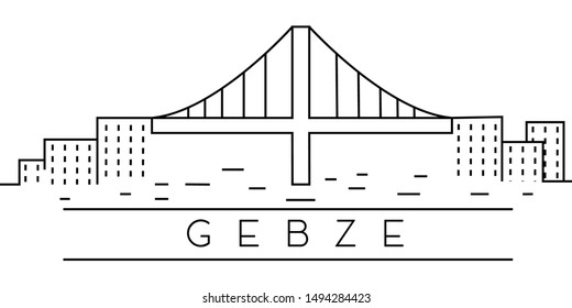 Gebze city outline icon. Elements of Turkey cities illustration icons. Signs, symbols can be used for web, logo, mobile app, UI, UX on sky background