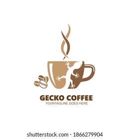 gecko Coffee cup Template vector icon design