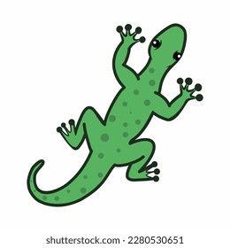 Gecko. Cute lizard on  white background. Vector doodle illustration. Sticker for children.