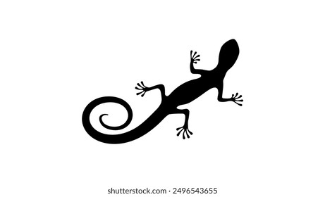 Gecko emblem , black isolated silhouette