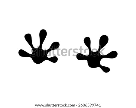Gecko feet print silhouette vector flat illustration design. Gecko paw footprint.