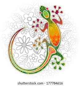 Gecko Floral Tribal Art