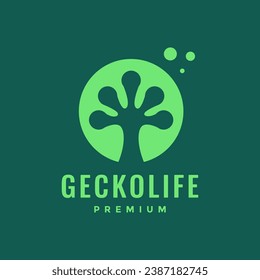 gecko food paw modern minimal mascot circle simple clean logo design vector icon illustration