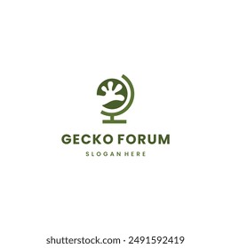 Gecko forum logo design, gecko footprint combine with globe logo icon template