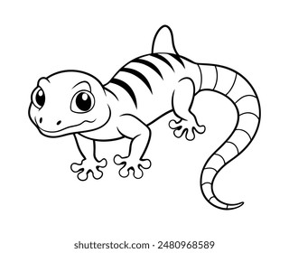 Gecko Hatchling Line Art Illustration