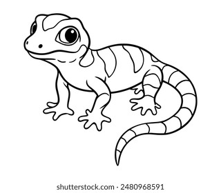 Gecko Hatchling Line Art Illustration