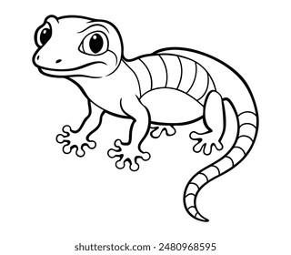 Gecko Hatchling Line Art Illustration