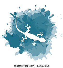 Gecko icon on watercolor splash