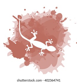 Gecko icon on watercolor splash