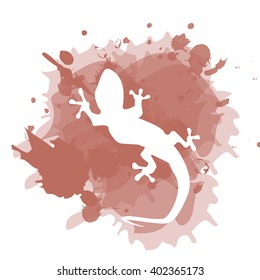 Gecko icon on watercolor splash