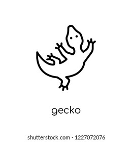 Gecko icon. Trendy modern flat linear vector Gecko icon on white background from thin line animals collection, editable outline stroke vector illustration