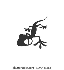 Gecko lizard black silhouette vector on a white background