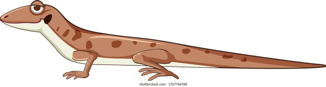 Gecko or lizard in brown cartoon style isolated illustration