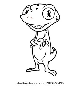 Gecko / Lizard / Chameleon Illustration for Children and Kids Coloring Book in Cartoon Style