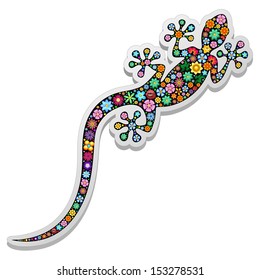 Gecko Lizard Floral Sticker