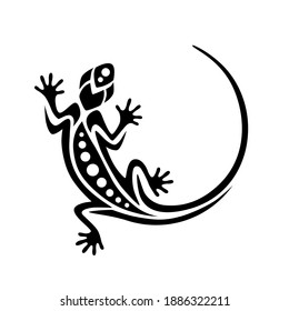 Gecko lizard Maori style. Tattoo sketch or logo