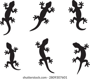 Gecko lizard silhouettes vector collection