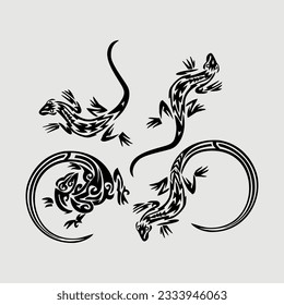 gecko or lizard tattoo designs. animal  decorative gecko or lizard for cutting and print