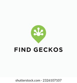 gecko with location logo design vector silhouette illustration