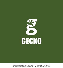 gecko logo modern illustration G letter blend with animal vector in green color.