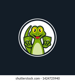 gecko money logo illustration cartoon