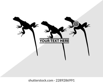 Gecko Monogram Vector Illustration Silhouette