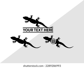 Gecko Monogram Vector Illustration Silhouette