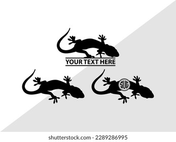 Gecko Monogram Vector Illustration Silhouette