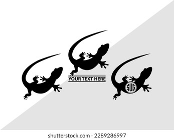 Gecko Monogram Vector Illustration Silhouette