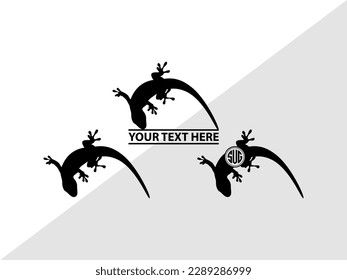 Gecko Monogram Vector Illustration Silhouette