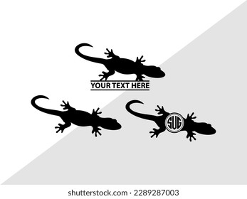 Gecko Monogram Vector Illustration Silhouette