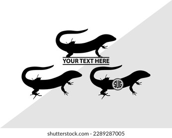 Gecko Monogram Vector Illustration Silhouette