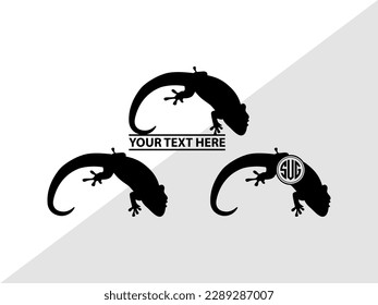 Gecko Monogram Vector Illustration Silhouette