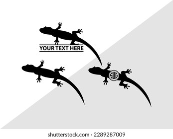 Gecko Monogram Vector Illustration Silhouette