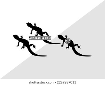 Gecko Monogram Vector Illustration Silhouette